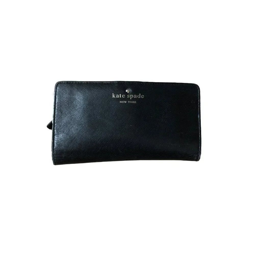 Kate Spade Mikas Pond Stacy Black Leather Bifold Wallet
